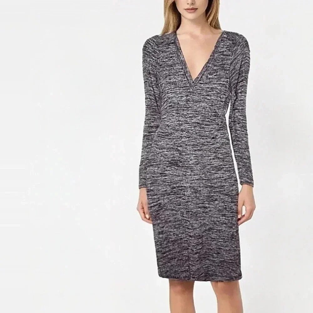 Wilfred Free Lisiere Marled Bodycon Long Sleeve Midi Dress Size Small